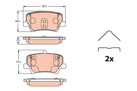 Bremsbelagsatz, Scheibenbremse Hinterachse TRW GDB2277 Bild Bremsbelagsatz, Scheibenbremse Hinterachse TRW GDB2277
