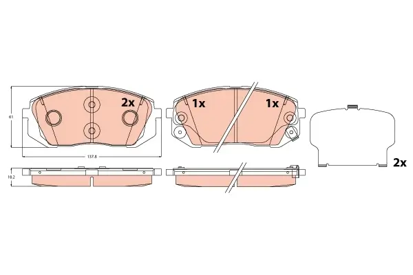Bremsbelagsatz, Scheibenbremse Vorderachse TRW GDB2308