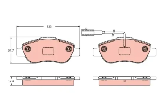 Bremsbelagsatz, Scheibenbremse Vorderachse TRW GDB2405 Bild Bremsbelagsatz, Scheibenbremse Vorderachse TRW GDB2405