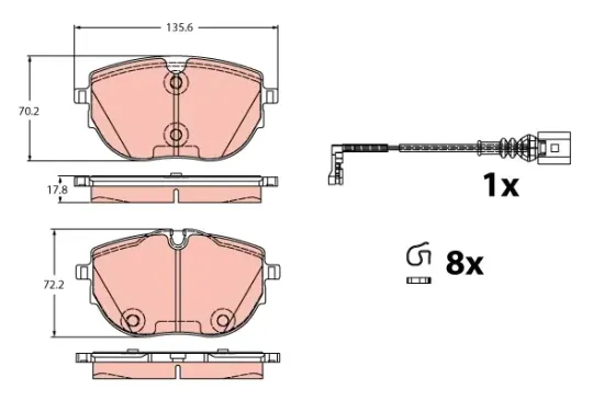 Bremsbelagsatz, Scheibenbremse Vorderachse TRW GDB2412 Bild Bremsbelagsatz, Scheibenbremse Vorderachse TRW GDB2412
