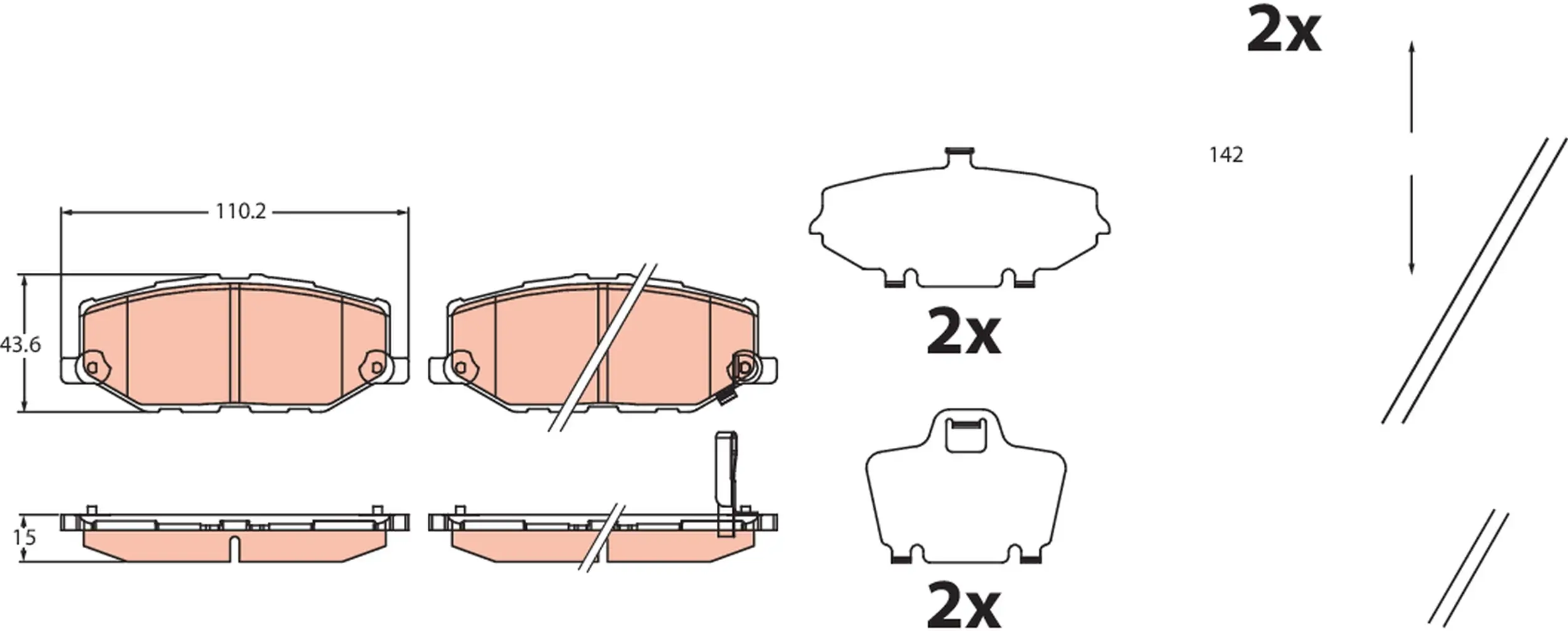 Bremsbelagsatz, Scheibenbremse Vorderachse TRW GDB2455