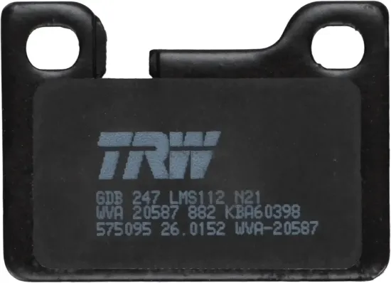 Bremsbelagsatz, Scheibenbremse Hinterachse TRW GDB247 Bild Bremsbelagsatz, Scheibenbremse Hinterachse TRW GDB247