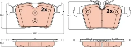 Bremsbelagsatz, Scheibenbremse Hinterachse TRW GDB2532 Bild Bremsbelagsatz, Scheibenbremse Hinterachse TRW GDB2532