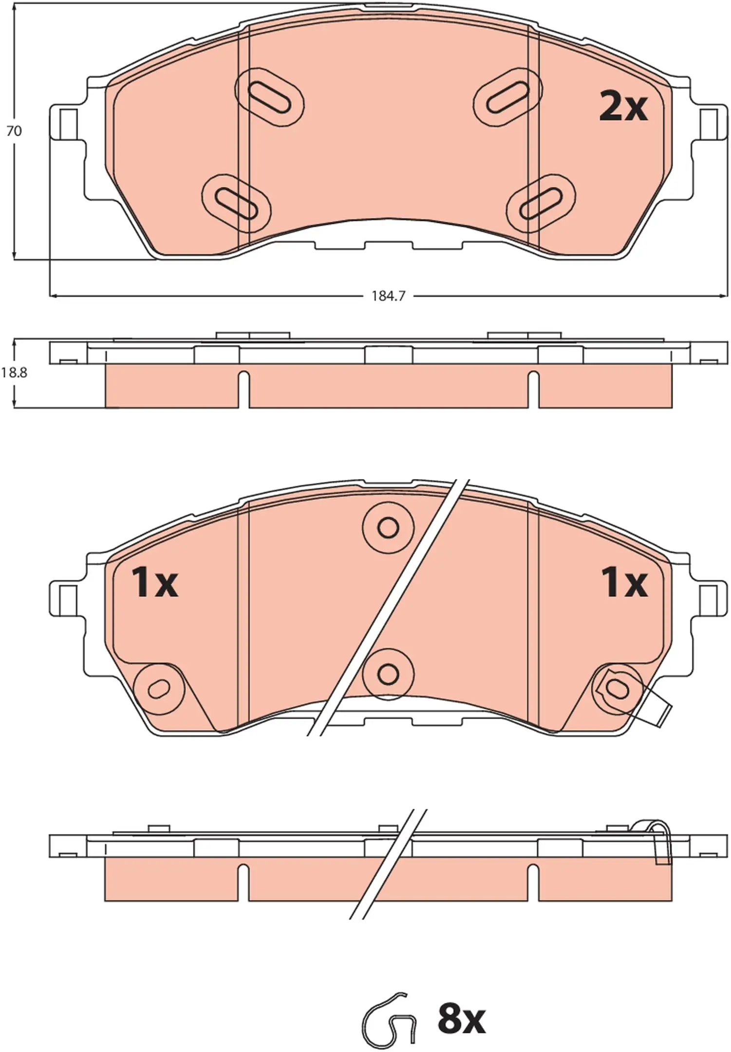 Bremsbelagsatz, Scheibenbremse Vorderachse TRW GDB2550