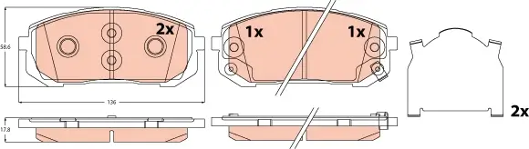 Bremsbelagsatz, Scheibenbremse TRW GDB2560