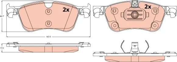 Bremsbelagsatz, Scheibenbremse Vorderachse TRW GDB2572