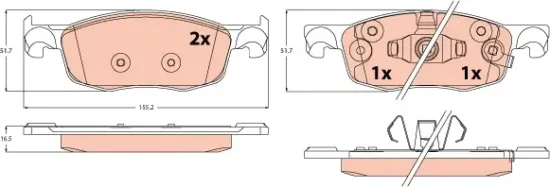 Bremsbelagsatz, Scheibenbremse Vorderachse TRW GDB2576 Bild Bremsbelagsatz, Scheibenbremse Vorderachse TRW GDB2576