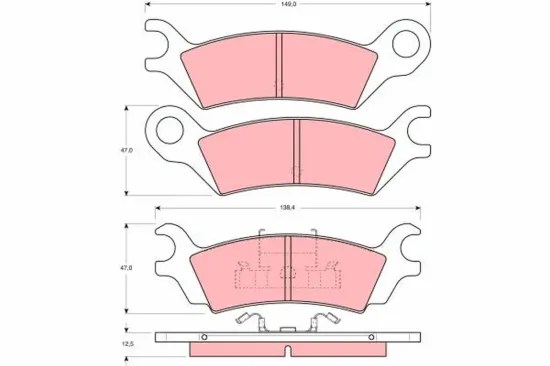 Bremsbelagsatz, Scheibenbremse Hinterachse TRW GDB290 Bild Bremsbelagsatz, Scheibenbremse Hinterachse TRW GDB290