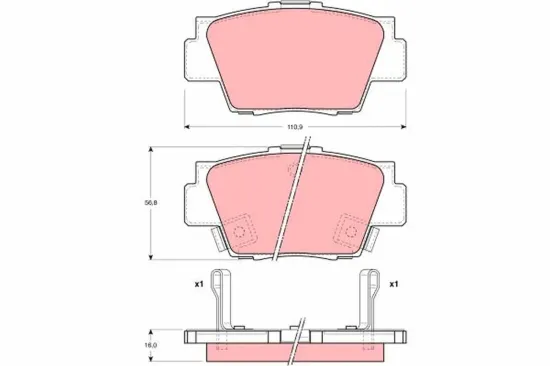 Bremsbelagsatz, Scheibenbremse Hinterachse TRW GDB3039 Bild Bremsbelagsatz, Scheibenbremse Hinterachse TRW GDB3039