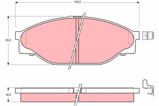 Bremsbelagsatz, Scheibenbremse Vorderachse TRW GDB3109 Bild Bremsbelagsatz, Scheibenbremse Vorderachse TRW GDB3109