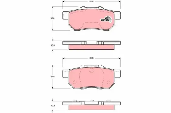 Bremsbelagsatz, Scheibenbremse Hinterachse TRW GDB3113 Bild Bremsbelagsatz, Scheibenbremse Hinterachse TRW GDB3113