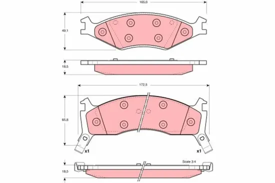 Bremsbelagsatz, Scheibenbremse Vorderachse TRW GDB3123 Bild Bremsbelagsatz, Scheibenbremse Vorderachse TRW GDB3123