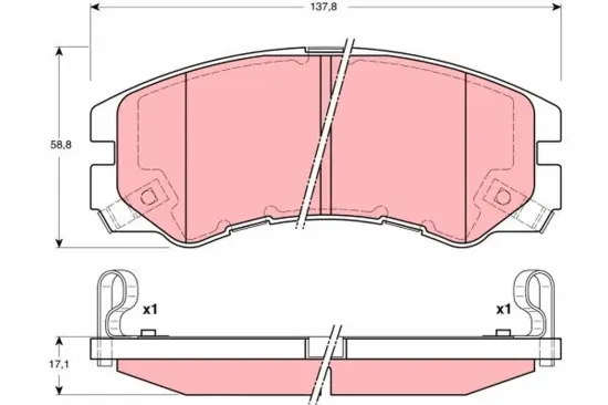 Bremsbelagsatz, Scheibenbremse Vorderachse TRW GDB3162 Bild Bremsbelagsatz, Scheibenbremse Vorderachse TRW GDB3162
