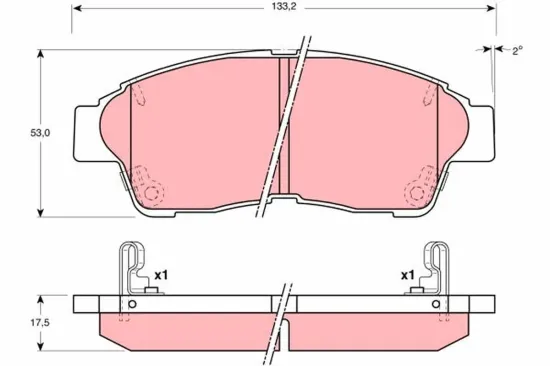 Bremsbelagsatz, Scheibenbremse Vorderachse TRW GDB3207 Bild Bremsbelagsatz, Scheibenbremse Vorderachse TRW GDB3207