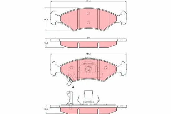 Bremsbelagsatz, Scheibenbremse Vorderachse TRW GDB3224 Bild Bremsbelagsatz, Scheibenbremse Vorderachse TRW GDB3224