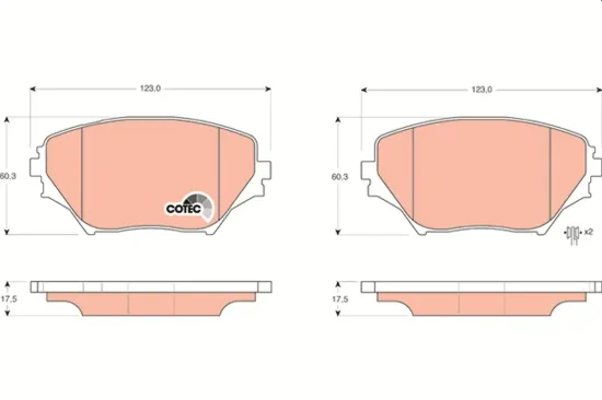 Bremsbelagsatz, Scheibenbremse Vorderachse TRW GDB3251 Bild Bremsbelagsatz, Scheibenbremse Vorderachse TRW GDB3251