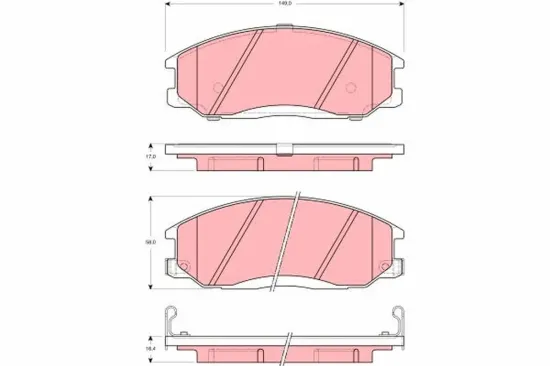 Bremsbelagsatz, Scheibenbremse Vorderachse TRW GDB3257 Bild Bremsbelagsatz, Scheibenbremse Vorderachse TRW GDB3257