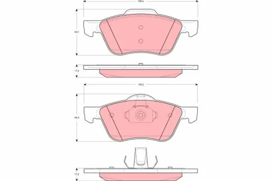 Bremsbelagsatz, Scheibenbremse Vorderachse TRW GDB3272 Bild Bremsbelagsatz, Scheibenbremse Vorderachse TRW GDB3272