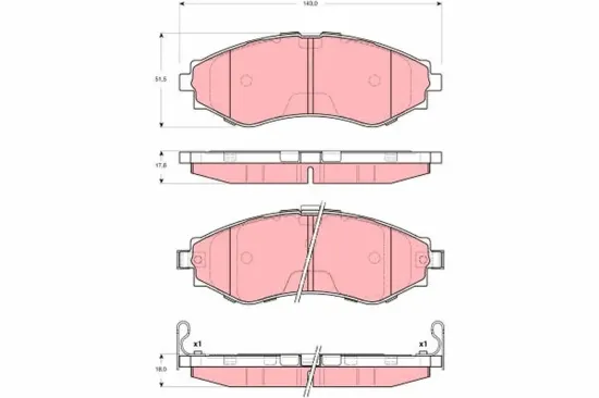 Bremsbelagsatz, Scheibenbremse Vorderachse TRW GDB3345 Bild Bremsbelagsatz, Scheibenbremse Vorderachse TRW GDB3345