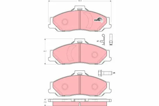 Bremsbelagsatz, Scheibenbremse Vorderachse TRW GDB3353 Bild Bremsbelagsatz, Scheibenbremse Vorderachse TRW GDB3353