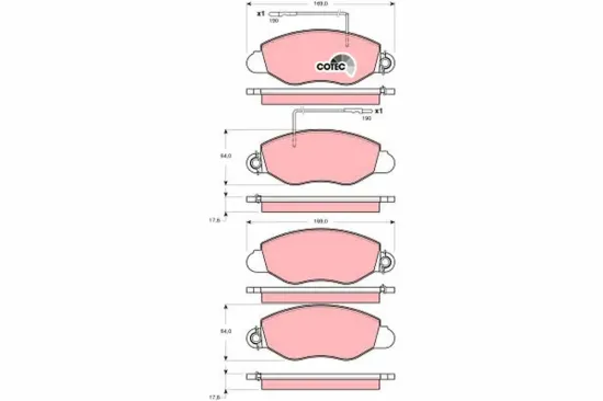 Bremsbelagsatz, Scheibenbremse Vorderachse TRW GDB3354 Bild Bremsbelagsatz, Scheibenbremse Vorderachse TRW GDB3354