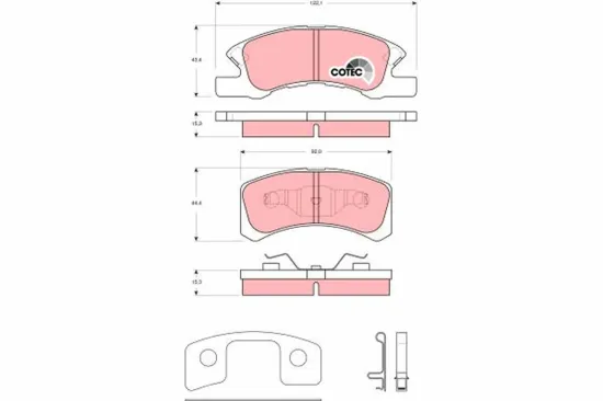 Bremsbelagsatz, Scheibenbremse Vorderachse TRW GDB3358 Bild Bremsbelagsatz, Scheibenbremse Vorderachse TRW GDB3358
