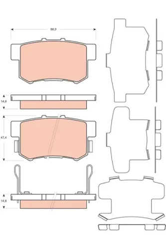Bremsbelagsatz, Scheibenbremse Hinterachse TRW GDB3447 Bild Bremsbelagsatz, Scheibenbremse Hinterachse TRW GDB3447