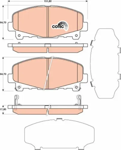 Bremsbelagsatz, Scheibenbremse Vorderachse TRW GDB3477 Bild Bremsbelagsatz, Scheibenbremse Vorderachse TRW GDB3477