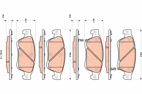 Bremsbelagsatz, Scheibenbremse Vorderachse TRW GDB3503 Bild Bremsbelagsatz, Scheibenbremse Vorderachse TRW GDB3503