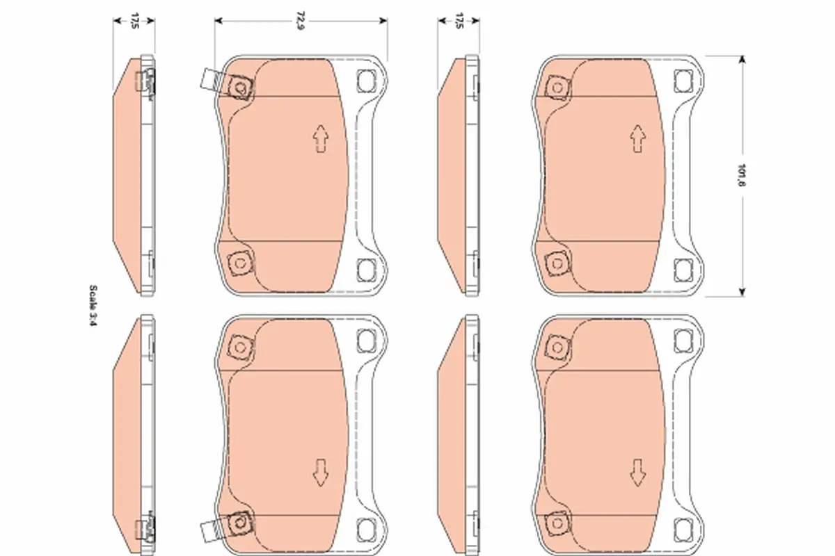 Bremsbelagsatz, Scheibenbremse Hinterachse TRW GDB3504
