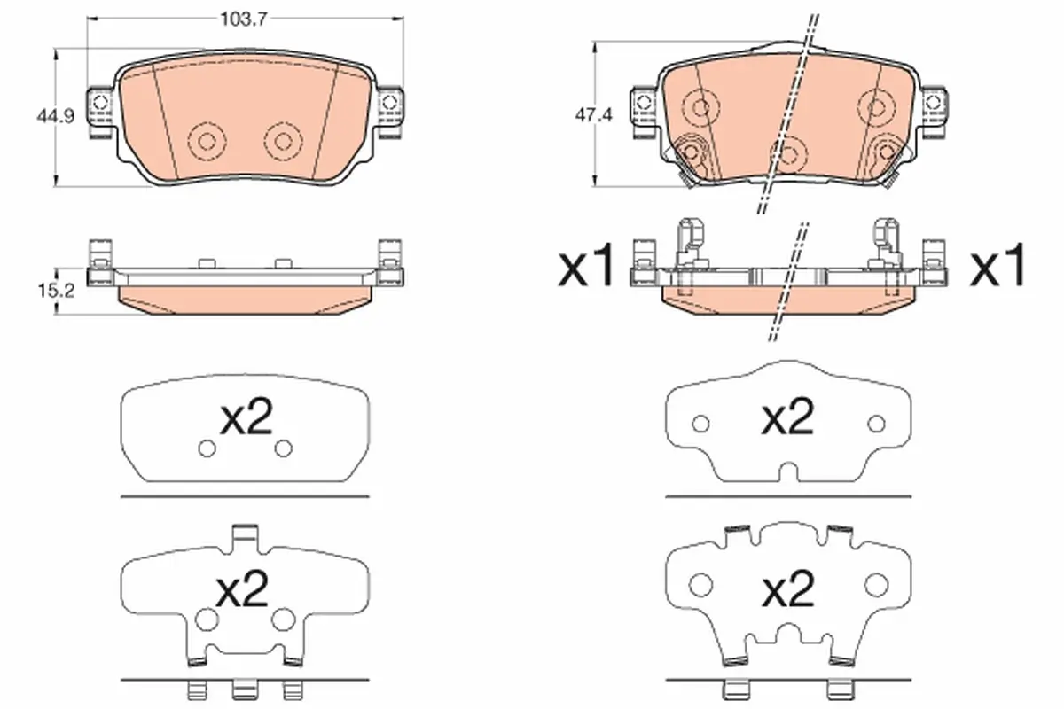 Bremsbelagsatz, Scheibenbremse Hinterachse TRW GDB3617