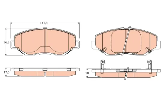 Bremsbelagsatz, Scheibenbremse Vorderachse TRW GDB3627 Bild Bremsbelagsatz, Scheibenbremse Vorderachse TRW GDB3627