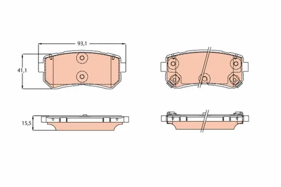 Bremsbelagsatz, Scheibenbremse Hinterachse TRW GDB3641 Bild Bremsbelagsatz, Scheibenbremse Hinterachse TRW GDB3641