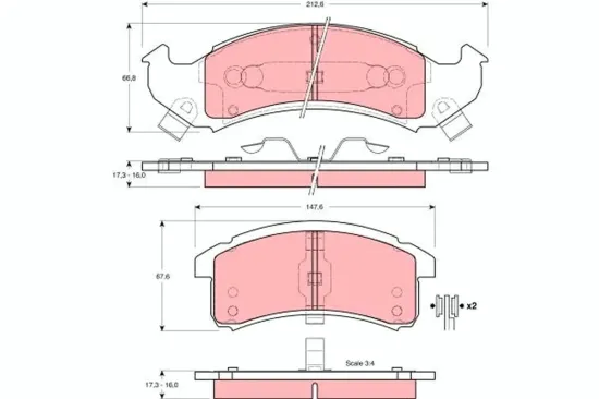 Bremsbelagsatz, Scheibenbremse Vorderachse TRW GDB4054 Bild Bremsbelagsatz, Scheibenbremse Vorderachse TRW GDB4054