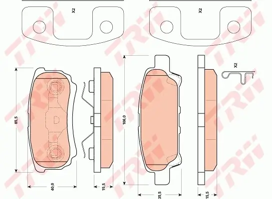Bremsbelagsatz, Scheibenbremse Hinterachse TRW GDB4143