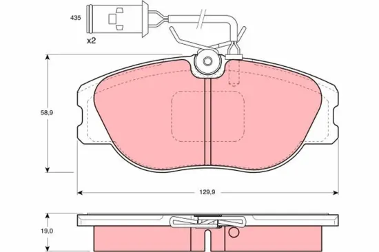 Bremsbelagsatz, Scheibenbremse Vorderachse TRW GDB483 Bild Bremsbelagsatz, Scheibenbremse Vorderachse TRW GDB483