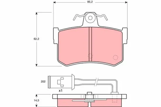 Bremsbelagsatz, Scheibenbremse Hinterachse TRW GDB486 Bild Bremsbelagsatz, Scheibenbremse Hinterachse TRW GDB486