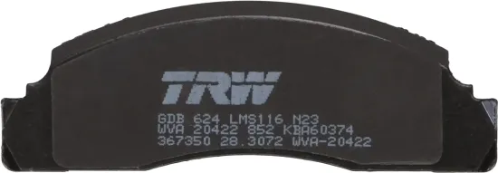 Bremsbelagsatz, Scheibenbremse Vorderachse TRW GDB624 Bild Bremsbelagsatz, Scheibenbremse Vorderachse TRW GDB624