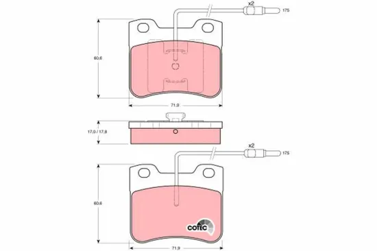 Bremsbelagsatz, Scheibenbremse Vorderachse TRW GDB794 Bild Bremsbelagsatz, Scheibenbremse Vorderachse TRW GDB794