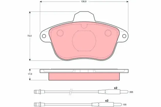 Bremsbelagsatz, Scheibenbremse Vorderachse TRW GDB796 Bild Bremsbelagsatz, Scheibenbremse Vorderachse TRW GDB796
