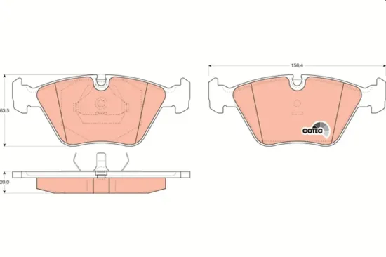 Bremsbelagsatz, Scheibenbremse Vorderachse TRW GDB916 Bild Bremsbelagsatz, Scheibenbremse Vorderachse TRW GDB916
