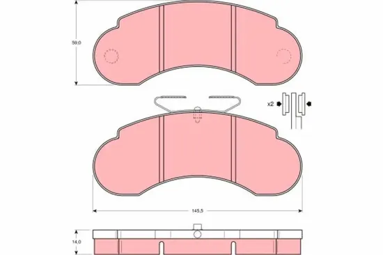 Bremsbelagsatz, Scheibenbremse Vorderachse TRW GDB950 Bild Bremsbelagsatz, Scheibenbremse Vorderachse TRW GDB950