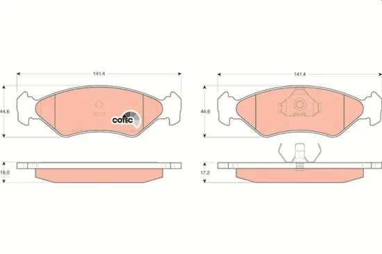 Bremsbelagsatz, Scheibenbremse Vorderachse TRW GDB953 Bild Bremsbelagsatz, Scheibenbremse Vorderachse TRW GDB953