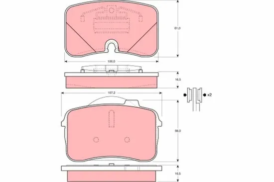 Bremsbelagsatz, Scheibenbremse Vorderachse TRW GDB961 Bild Bremsbelagsatz, Scheibenbremse Vorderachse TRW GDB961