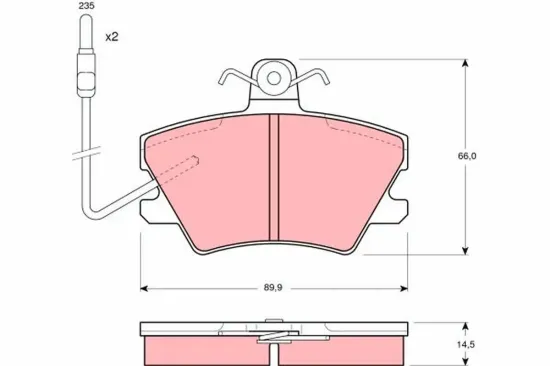 Bremsbelagsatz, Scheibenbremse Vorderachse TRW GDB968 Bild Bremsbelagsatz, Scheibenbremse Vorderachse TRW GDB968