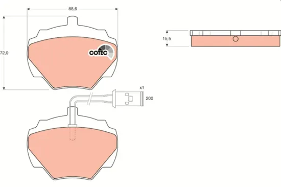 Bremsbelagsatz, Scheibenbremse Hinterachse TRW GDB976 Bild Bremsbelagsatz, Scheibenbremse Hinterachse TRW GDB976