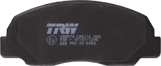 Bremsbelagsatz, Scheibenbremse Vorderachse TRW GDB980 Bild Bremsbelagsatz, Scheibenbremse Vorderachse TRW GDB980