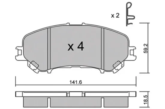 Bremsbelagsatz, Scheibenbremse Vorderachse AISIN BPNI-1022 Bild Bremsbelagsatz, Scheibenbremse Vorderachse AISIN BPNI-1022