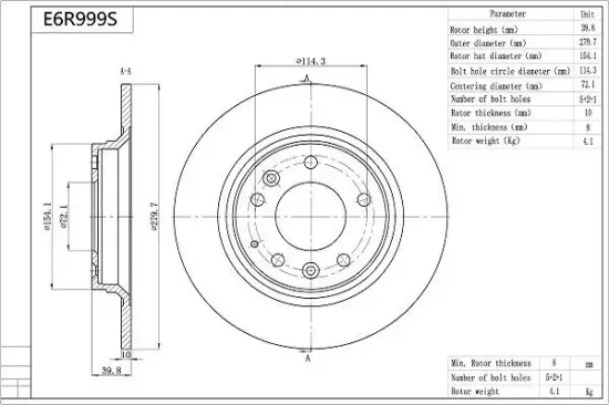 Bremsscheibe Hinterachse AISIN E6R999S Bild Bremsscheibe Hinterachse AISIN E6R999S