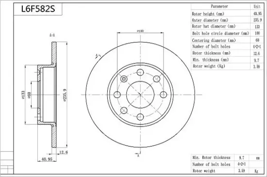Bremsscheibe AISIN L6F582S Bild Bremsscheibe AISIN L6F582S